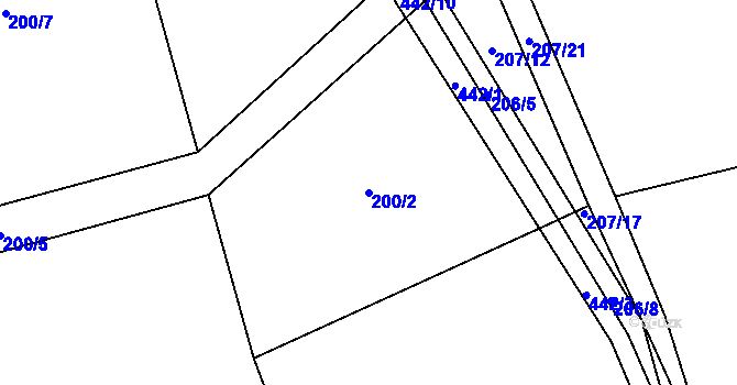 Parcela st. 200/2 v KÚ Chocenická Lhota, Katastrální mapa