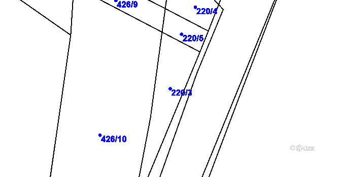 Parcela st. 220/3 v KÚ Chocenická Lhota, Katastrální mapa