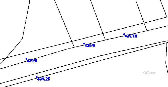 Parcela st. 439/9 v KÚ Chocenická Lhota, Katastrální mapa