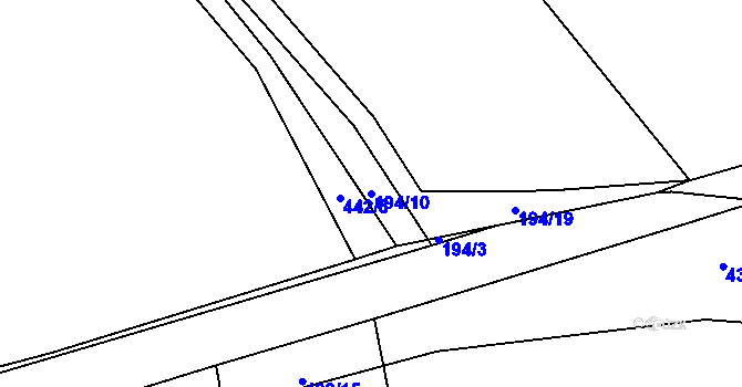 Parcela st. 194/10 v KÚ Chocenická Lhota, Katastrální mapa