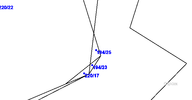 Parcela st. 194/25 v KÚ Chocenická Lhota, Katastrální mapa