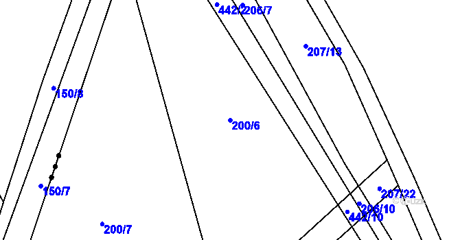 Parcela st. 200/6 v KÚ Chocenická Lhota, Katastrální mapa