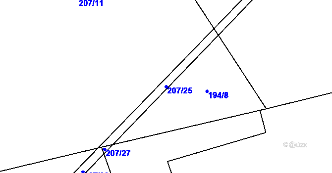 Parcela st. 207/25 v KÚ Chocenická Lhota, Katastrální mapa
