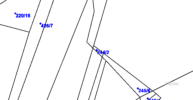 Parcela st. 244/2 v KÚ Chocenická Lhota, Katastrální mapa