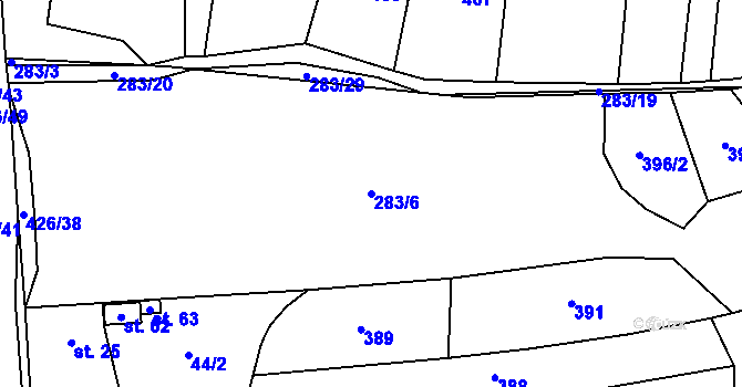 Parcela st. 283/6 v KÚ Chocenická Lhota, Katastrální mapa