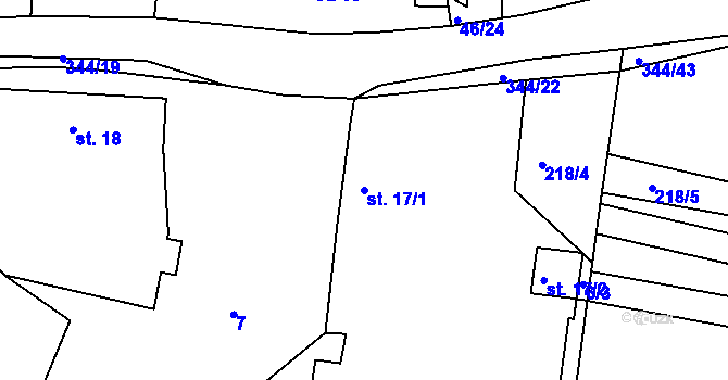 Parcela st. 17/1 v KÚ Chocenický Újezd, Katastrální mapa