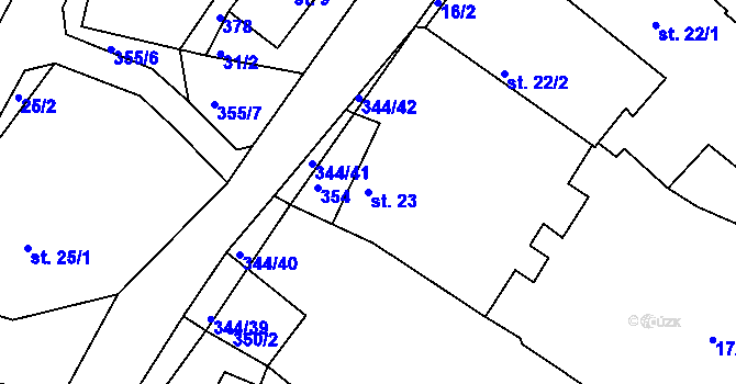 Parcela st. 23 v KÚ Chocenický Újezd, Katastrální mapa