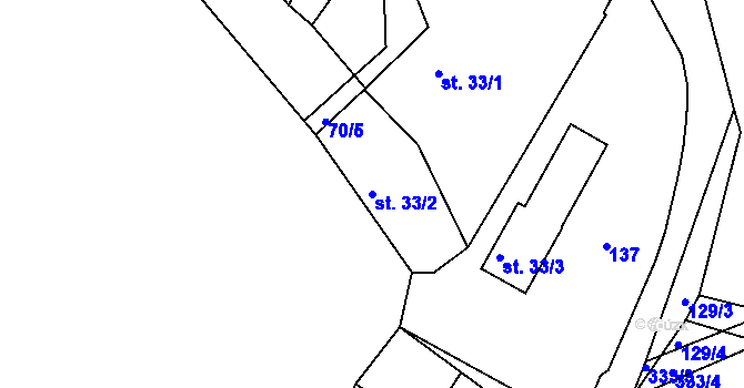 Parcela st. 33/2 v KÚ Chocenický Újezd, Katastrální mapa
