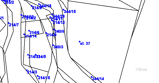 Parcela st. 37 v KÚ Chocenický Újezd, Katastrální mapa