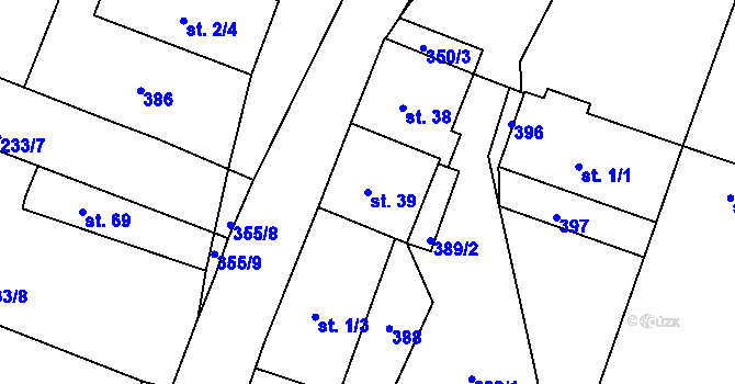 Parcela st. 39 v KÚ Chocenický Újezd, Katastrální mapa