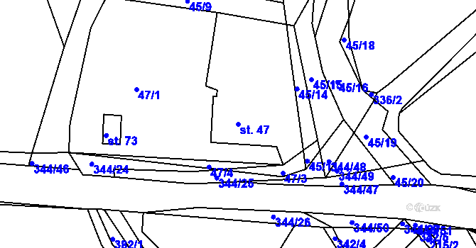Parcela st. 47 v KÚ Chocenický Újezd, Katastrální mapa