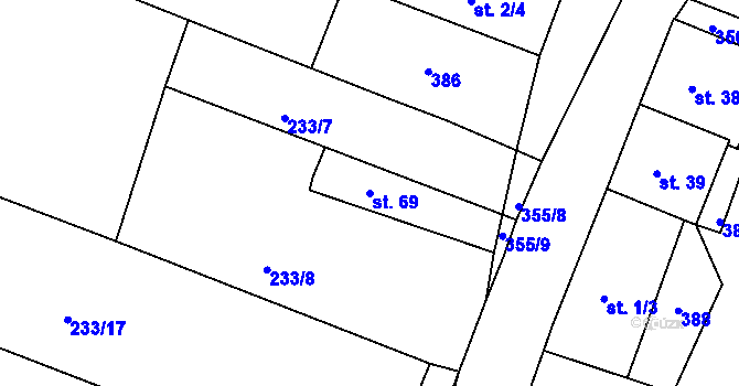 Parcela st. 69 v KÚ Chocenický Újezd, Katastrální mapa