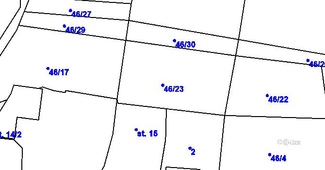 Parcela st. 46/23 v KÚ Chocenický Újezd, Katastrální mapa