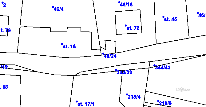 Parcela st. 46/24 v KÚ Chocenický Újezd, Katastrální mapa