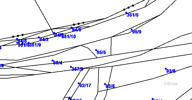 Parcela st. 95/5 v KÚ Chocenický Újezd, Katastrální mapa