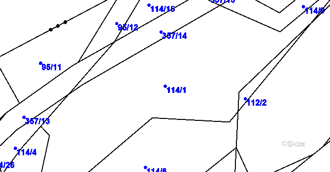 Parcela st. 114/1 v KÚ Chocenický Újezd, Katastrální mapa