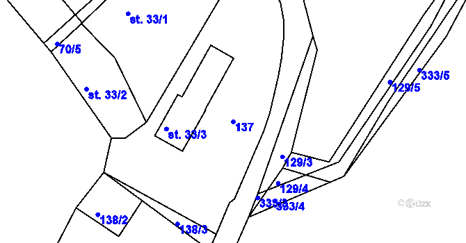 Parcela st. 137 v KÚ Chocenický Újezd, Katastrální mapa