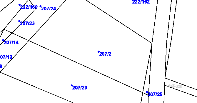 Parcela st. 207/2 v KÚ Chocenický Újezd, Katastrální mapa