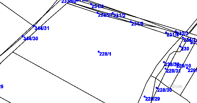 Parcela st. 228/1 v KÚ Chocenický Újezd, Katastrální mapa