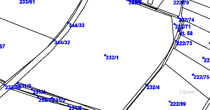 Parcela st. 232/1 v KÚ Chocenický Újezd, Katastrální mapa