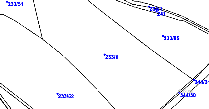 Parcela st. 233/1 v KÚ Chocenický Újezd, Katastrální mapa