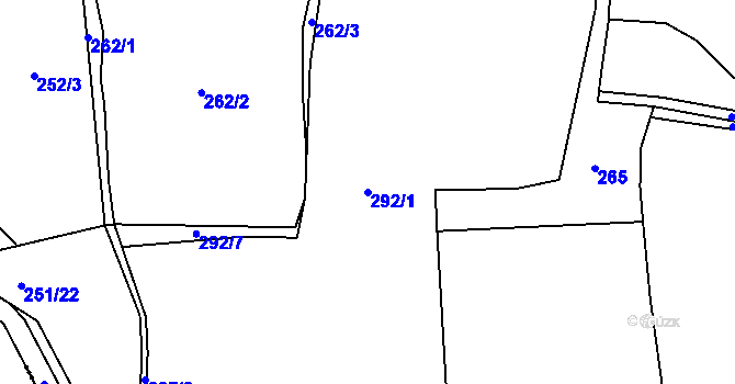 Parcela st. 292/1 v KÚ Chocenický Újezd, Katastrální mapa