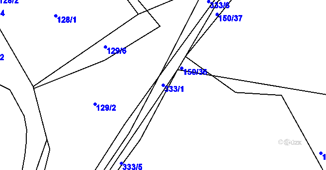 Parcela st. 333/1 v KÚ Chocenický Újezd, Katastrální mapa