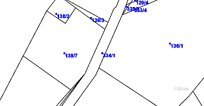 Parcela st. 334/1 v KÚ Chocenický Újezd, Katastrální mapa