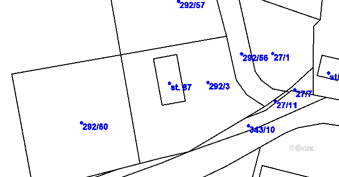 Parcela st. 292/3 v KÚ Chocenický Újezd, Katastrální mapa