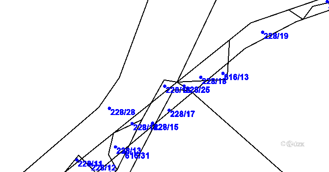 Parcela st. 228/16 v KÚ Chocenický Újezd, Katastrální mapa