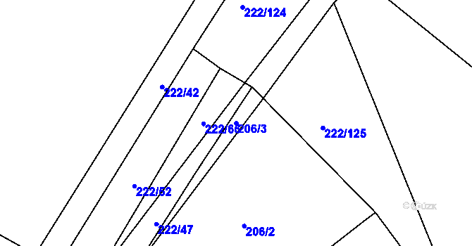 Parcela st. 206/3 v KÚ Chocenický Újezd, Katastrální mapa