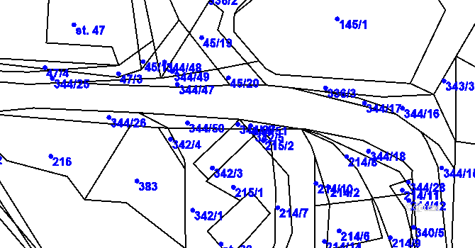Parcela st. 344/27 v KÚ Chocenický Újezd, Katastrální mapa