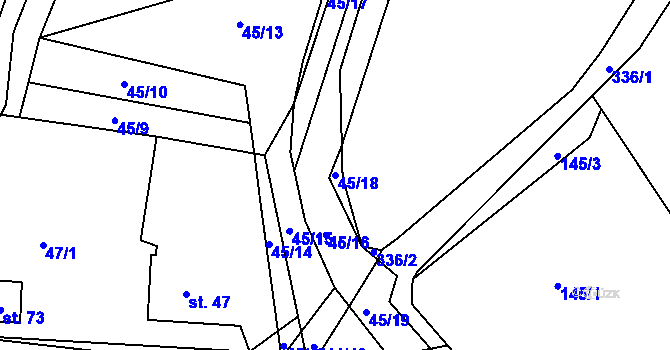 Parcela st. 45/18 v KÚ Chocenický Újezd, Katastrální mapa