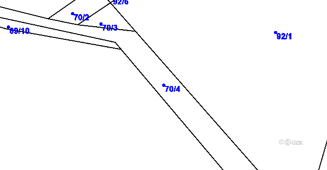 Parcela st. 70/4 v KÚ Chocenický Újezd, Katastrální mapa