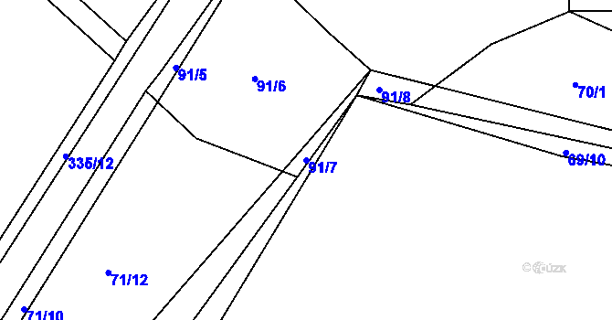 Parcela st. 91/7 v KÚ Chocenický Újezd, Katastrální mapa