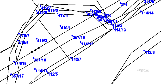 Parcela st. 114/12 v KÚ Chocenický Újezd, Katastrální mapa