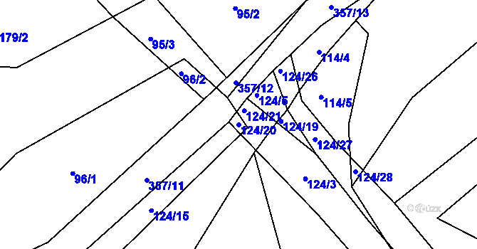 Parcela st. 124/20 v KÚ Chocenický Újezd, Katastrální mapa