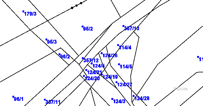 Parcela st. 124/26 v KÚ Chocenický Újezd, Katastrální mapa