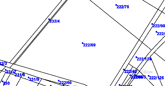Parcela st. 222/69 v KÚ Chocenický Újezd, Katastrální mapa