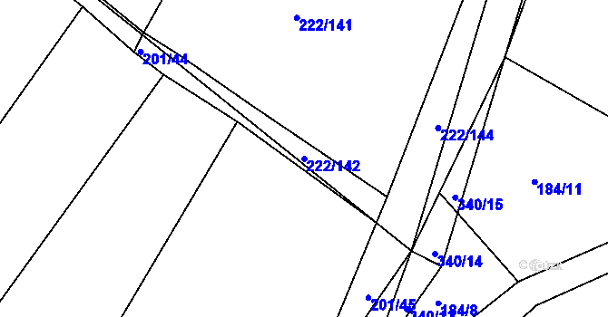 Parcela st. 222/142 v KÚ Chocenický Újezd, Katastrální mapa