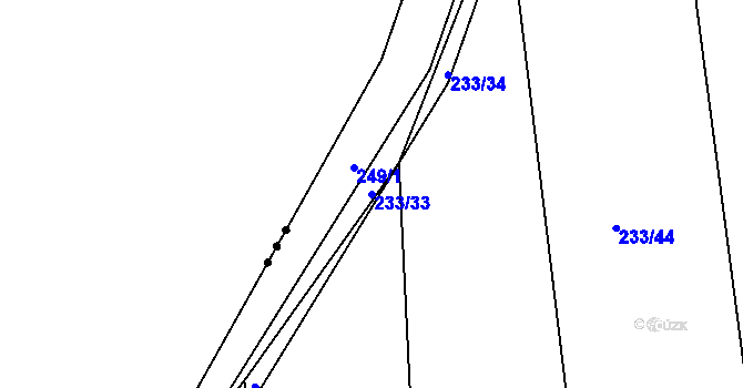 Parcela st. 233/33 v KÚ Chocenický Újezd, Katastrální mapa