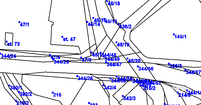 Parcela st. 344/48 v KÚ Chocenický Újezd, Katastrální mapa