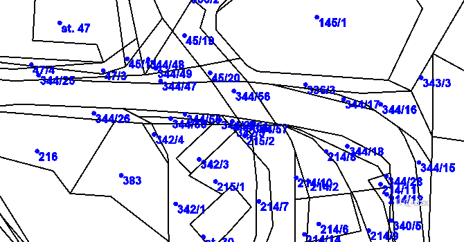 Parcela st. 344/51 v KÚ Chocenický Újezd, Katastrální mapa