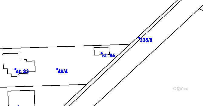 Parcela st. 85 v KÚ Chocenický Újezd, Katastrální mapa