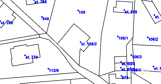Parcela st. 138/2 v KÚ Chocerady, Katastrální mapa