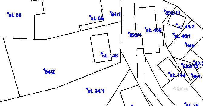 Parcela st. 148 v KÚ Chocerady, Katastrální mapa