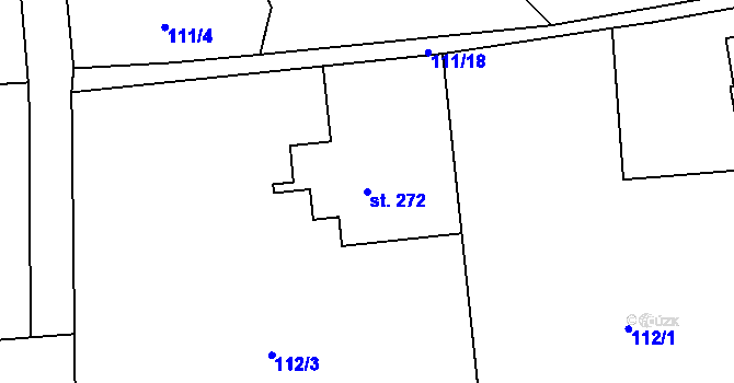 Parcela st. 272 v KÚ Chocerady, Katastrální mapa