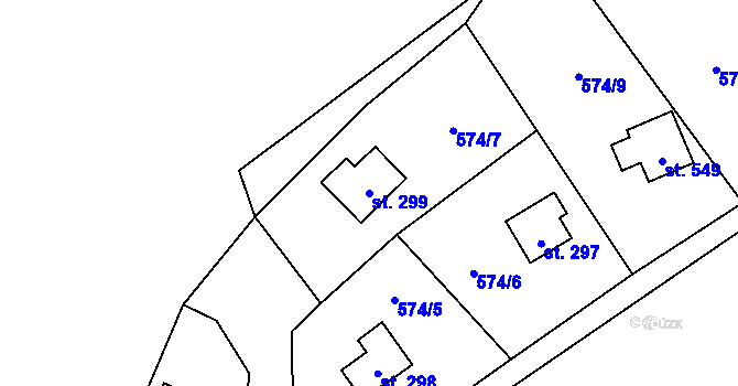 Parcela st. 299 v KÚ Chocerady, Katastrální mapa