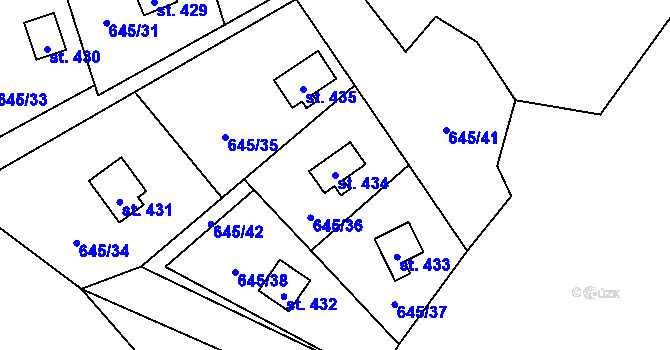 Parcela st. 434 v KÚ Chocerady, Katastrální mapa