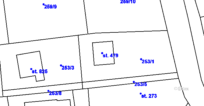 Parcela st. 479 v KÚ Chocerady, Katastrální mapa